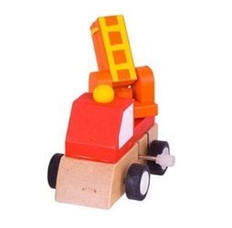 BigJigs Toys - Drewniany pojazd do Nakręcania Czerwony